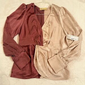 NWT Lizard Thicket Two-Tone Wrap Blouse Size L